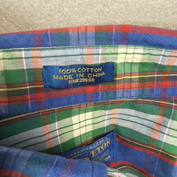 Pendleton Short Sleeve Camp Shirt Mens Size M Seaside‎ Cotton Plaid Blue & Green - Picture 10 of 11